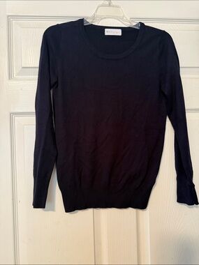 WHITE ginger Navy Blue Crewneck Lightweight Sweater
